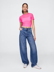 Rosa - Camiseta corta de malla suave elástica de Gap - Imagen 3 de 5