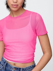 Rosa - Camiseta corta de malla suave elástica de Gap - Imagen 4 de 5