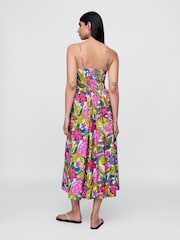 Gap White/Pink Floral Floral V-Neck Midi Dress - Image 2 of 5