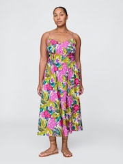 Gap White/Pink Floral Floral V-Neck Midi Dress - Image 4 of 5