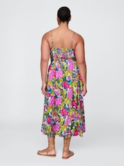 Gap White/Pink Floral Floral V-Neck Midi Dress - Image 5 of 5