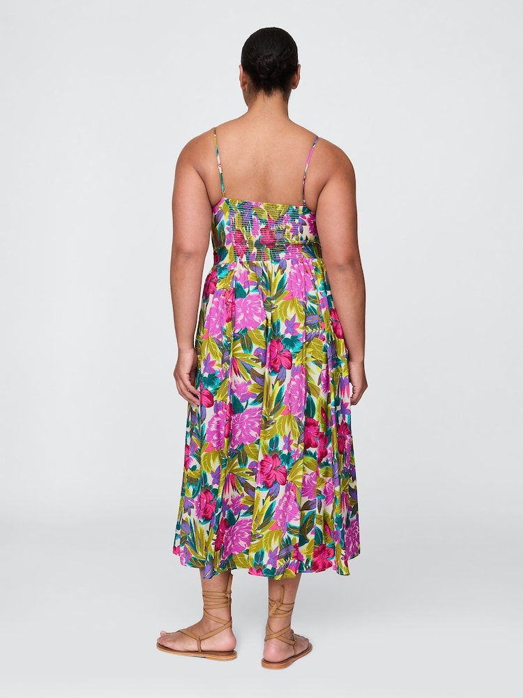 Gap White/Pink Floral Floral V-Neck Midi Dress - Image 5 of 5