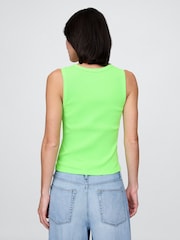 Green Neon - Gap Ribbed Knit Cotton Stretch Scoop Vest - Imagen 2 de 5