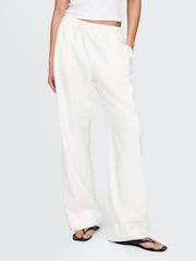 Gap White Heavyweight Linen-Blend Easy Wide-Hem Trousers - Image 1 of 5