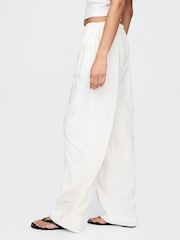 Gap White Heavyweight Linen-Blend Easy Wide-Hem Trousers - Image 3 of 5
