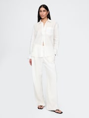 Gap White Heavyweight Linen-Blend Easy Wide-Hem Trousers - Image 4 of 5
