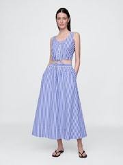 Gap Blue Stripe Poplin Maxi Skirt - Image 1 of 5