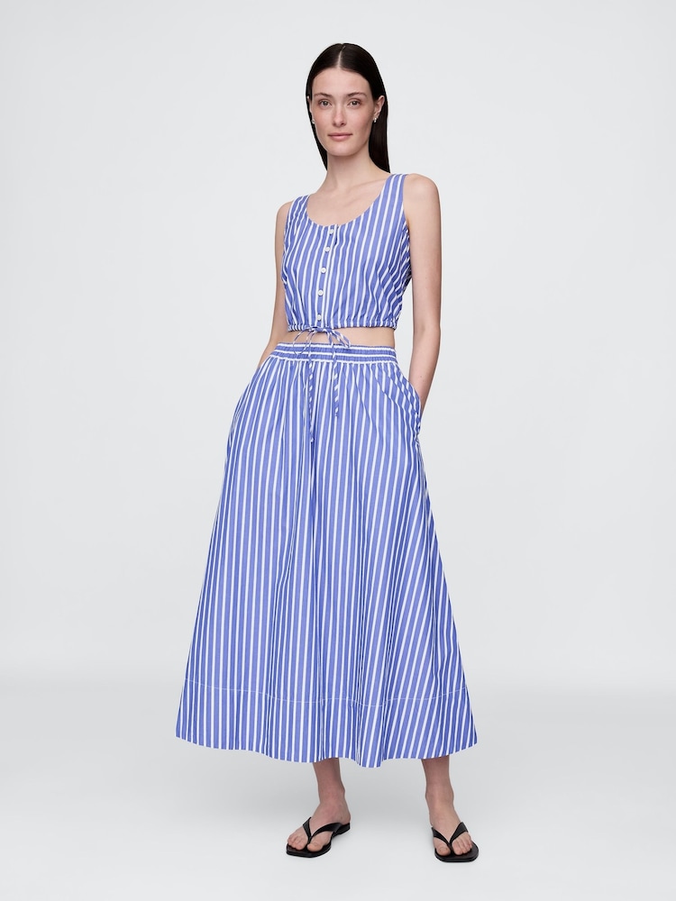 Gap Blue Stripe Poplin Maxi Skirt - Image 1 of 5
