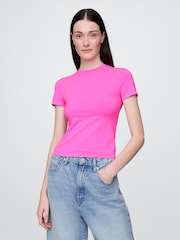 Rosa - Camiseta de manga corta de punto CloseKnit con cuello redondo de Gap - Imagen 1 de 5