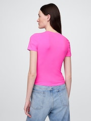 Rosa - Camiseta de manga corta de punto CloseKnit con cuello redondo de Gap - Imagen 2 de 5
