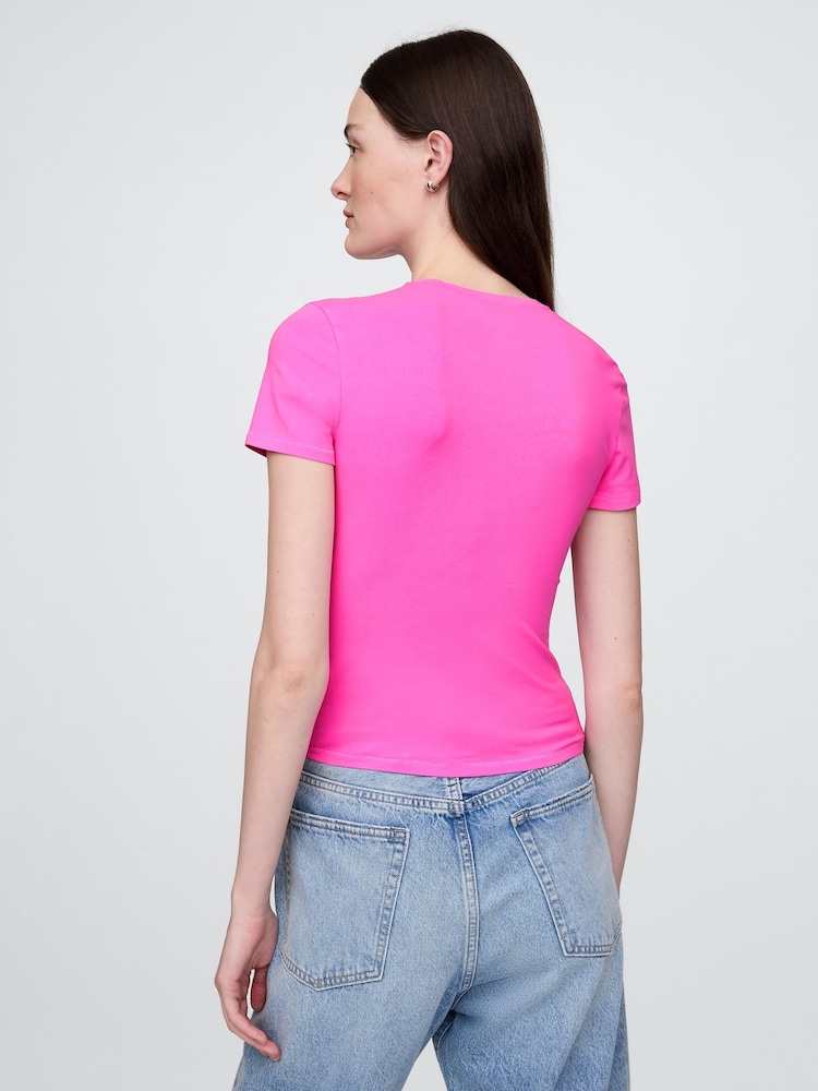 Rosa - Camiseta de manga corta de punto CloseKnit con cuello redondo de Gap - Imagen 2 de 5