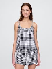 Blue Gingham - Gap Linen Blend Pyjama Bottoms - Image 1 of 4