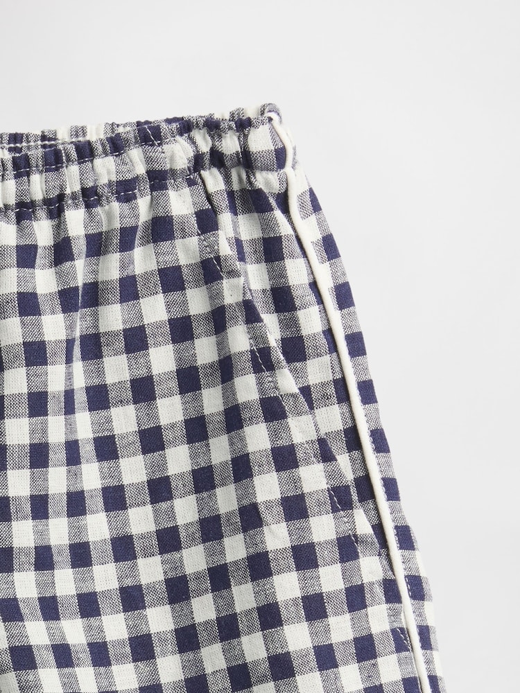 Gap Blue Gingham Short Linen Blend Pyjama Bottoms - Image 4 of 4 Gap Blue Gingham Short Linen Blend Pyjama Bottoms - Image 4 of 4
