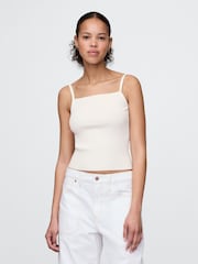 Gap White Cropped Rib Vest - Image 1 of 5