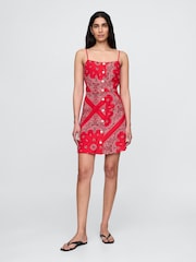 Gap Red Linen-Blend Tie-Back Mini Dress - Image 1 of 5