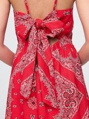 Gap Red Linen-Blend Tie-Back Mini Dress - Image 4 of 5