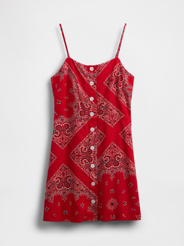 Gap Red Linen-Blend Tie-Back Mini Dress - Image 5 of 5