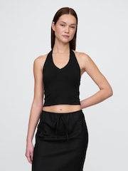 Gap Black CloseKnit Cropped Halter Neck Top - Image 1 of 4