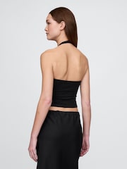 Gap Black CloseKnit Cropped Halter Neck Top - Image 2 of 4