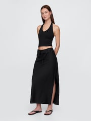Gap Black CloseKnit Cropped Halter Neck Top - Image 3 of 4