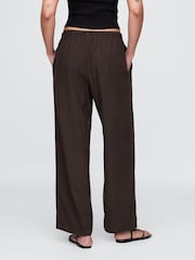 Gap Brown Heavyweight Linen-Blend Easy Wide-Hem Trousers - Image 2 of 5