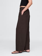 Gap Brown Heavyweight Linen-Blend Easy Wide-Hem Trousers - Image 3 of 5