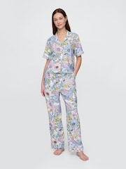 Gap Pink Floral Trouser Linen Blend Pyjama Bottoms - Image 1 of 4