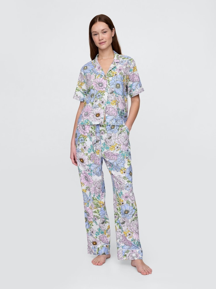 Gap Pink Floral Trouser Linen Blend Pyjama Bottoms - Image 1 of 4