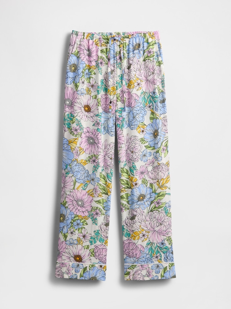 Gap Pink Floral Trouser Linen Blend Pyjama Bottoms - Image 4 of 4