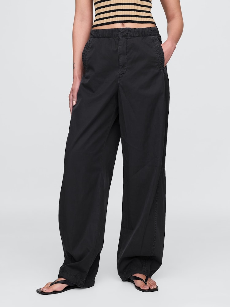 Gap Black Low Waisted Barrel Parachute Trousers - Image 1 of 5