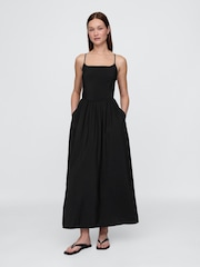 Gap Black Linen-Blend Drop-Waist Maxi Summer Dress - Image 1 of 5