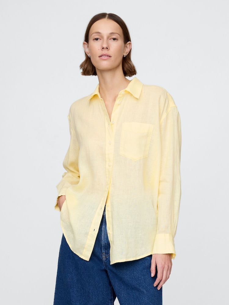 Amarillo - Camisa oversize de lino 100 % de Gap - Imagen 1 de 2
