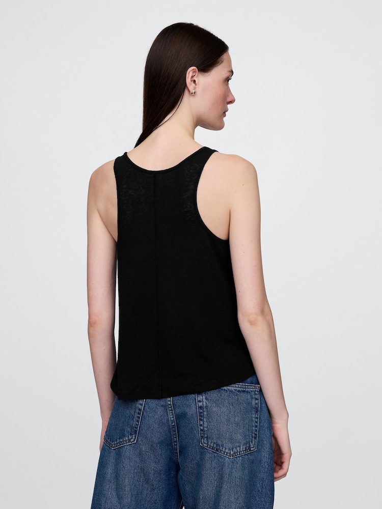 Gap Black Linen-Blend Racerback Vest - Image 2 of 4 Gap Black Linen-Blend Racerback Vest - Image 2 of 4