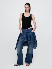 Gap Black Linen-Blend Racerback Vest - Image 3 of 4
