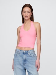 Gap Pink CloseKnit Cropped Halter Neck Top - Image 1 of 4