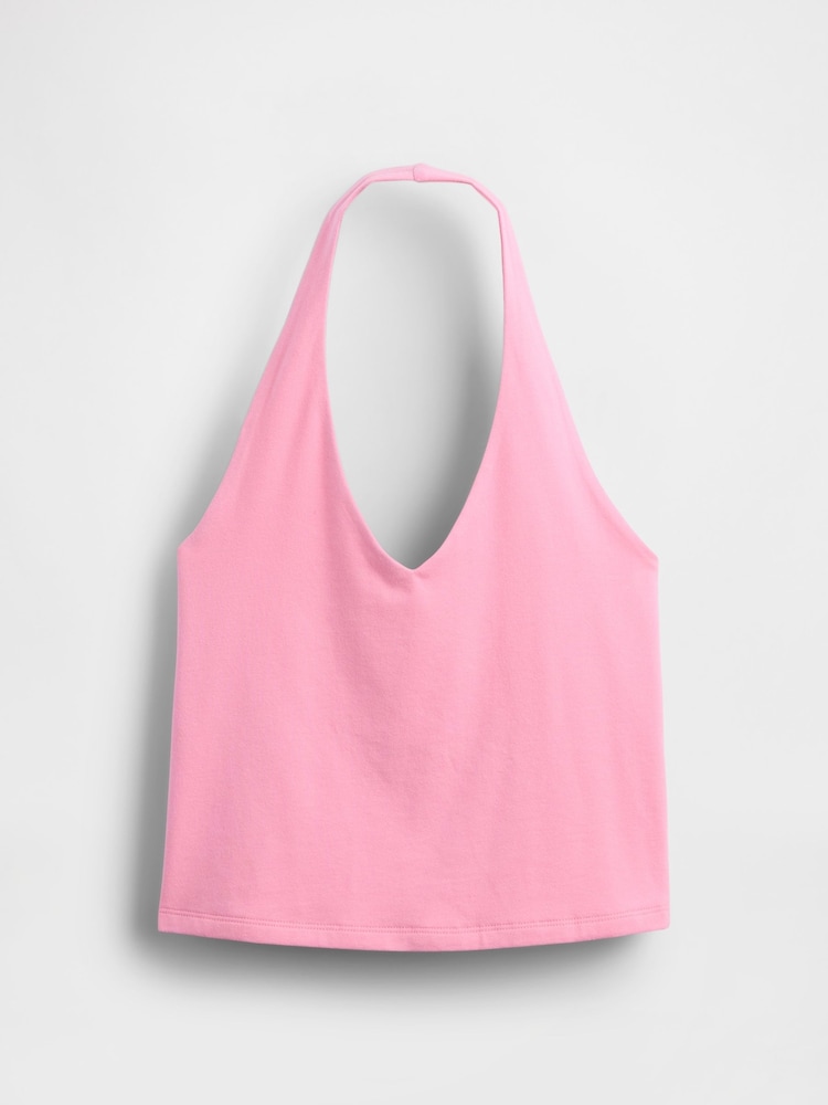 Gap Pink CloseKnit Cropped Halter Neck Top - Image 4 of 4