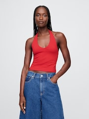Gap Red CloseKnit Cropped Halter Neck Top - Image 1 of 4