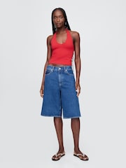 Gap Red CloseKnit Cropped Halter Neck Top - Image 3 of 4