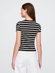 Gap Black/White Stripe CloseKnit Jersey Short Sleeve Crew Neck T-Shirt - Image 2 of 5