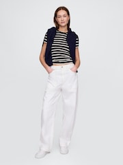 Gap Black/White Stripe CloseKnit Jersey Short Sleeve Crew Neck T-Shirt - Image 3 of 5
