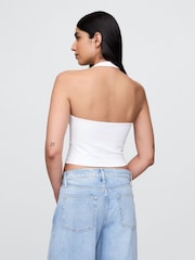 Gap White CloseKnit Cropped Halter Neck Top - Image 2 of 4