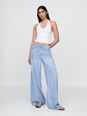 Gap White CloseKnit Cropped Halter Neck Top - Image 3 of 4