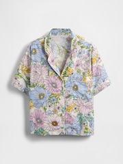 Gap Pink Floral Linen-Blend Short Sleeve Pyjama Shirt - Image 4 of 5