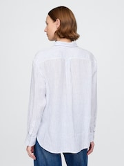 Gap Blue Pinstripe 100% Linen Oversized Shirt - Image 2 of 5