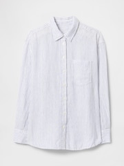 Gap Blue Pinstripe 100% Linen Oversized Shirt - Image 4 of 5