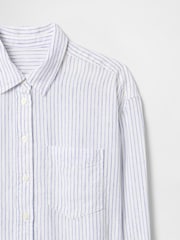 Gap Blue Pinstripe 100% Linen Oversized Shirt - Image 5 of 5