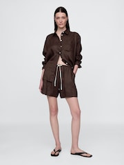 Gap Brown 100% Linen Easy Shorts - Image 1 of 5