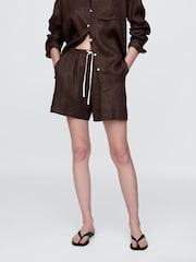 Gap Brown 100% Linen Easy Shorts - Image 3 of 5
