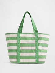 Gap Green & White Canvas Stripe Tote Bag - Image 1 of 4