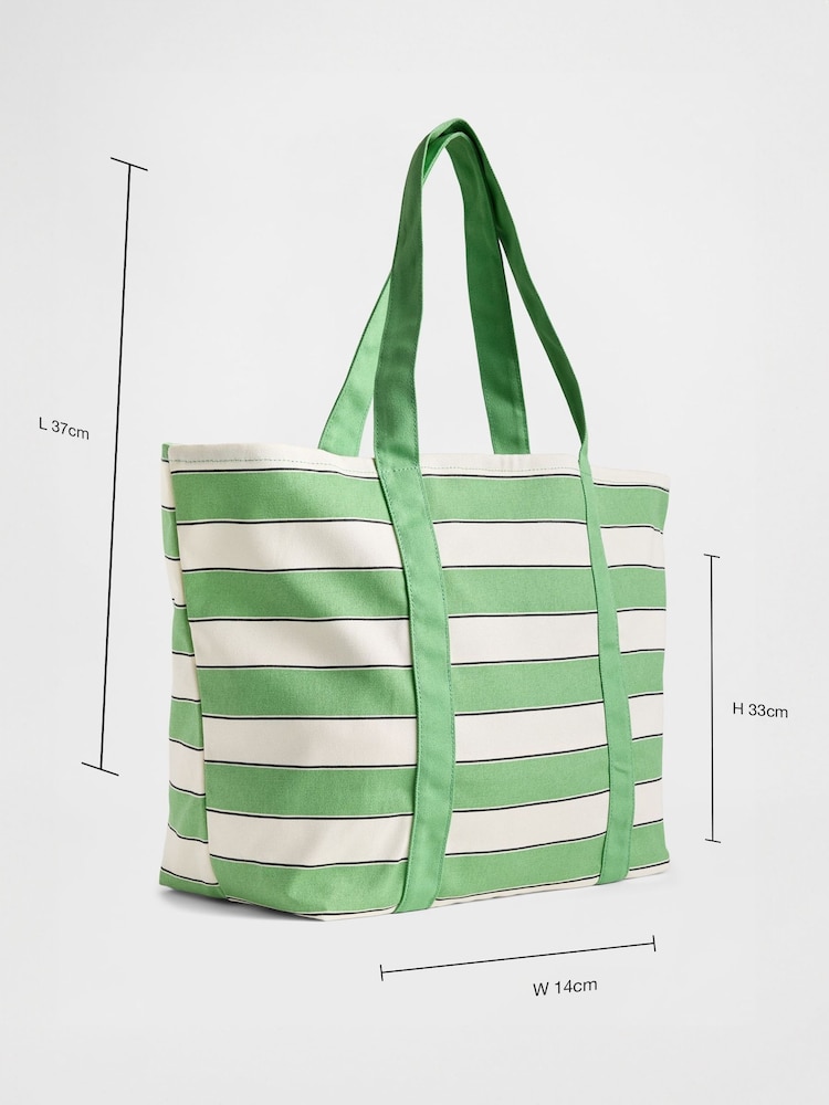 Gap Green & White Canvas Stripe Tote Bag - Image 4 of 4